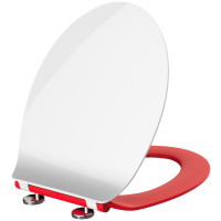 WC-Sitz Rot/Weiß Premium Slim *extra dünn* mit Absenkautomatik ( Rot )